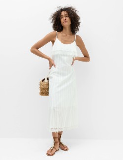 Pure Cotton Jacquard Midi Slip Dress