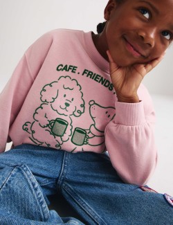 Mikina s motivem Cafe Friends, s vysokým podílem bavlny (2–8 let)