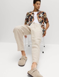 Loose Fit Pure Linen Elasticated Waist Trousers