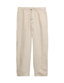 Loose Fit Pure Linen Elasticated Waist Trousers