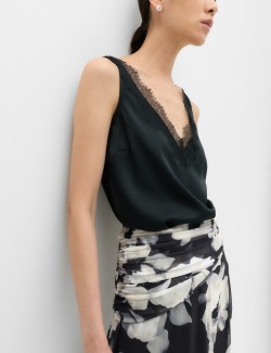 Mesh Floral Ruched Midi Skirt