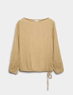 Textured Slash Neck Blouse
