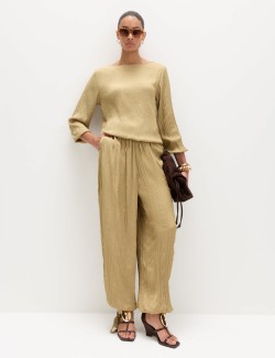 Textured Slash Neck Blouse