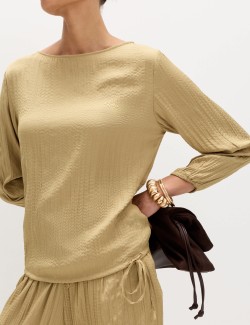 Textured Slash Neck Blouse