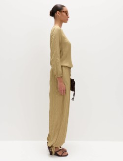Textured Slash Neck Blouse