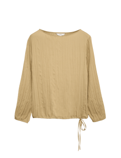 Textured Slash Neck Blouse