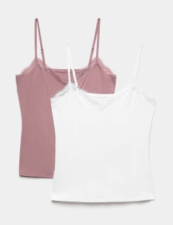 2 Pack Modal Rich Flexifit™ Lace Trim Vests