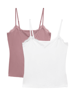 2 Pack Modal Rich Flexifit™ Lace Trim Vests