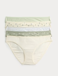 Krajkové bikiny kalhotky z bavlny Lycra™ s potiskem, 5 ks