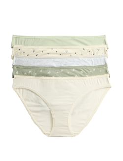 Krajkové bikiny kalhotky z bavlny Lycra™ s potiskem, 5 ks