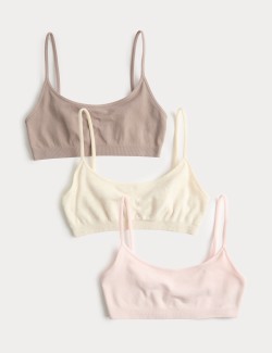3 Pack Seamless Non Wired Micro Crop Tops