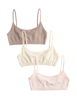 3 Pack Seamless Non Wired Micro Crop Tops