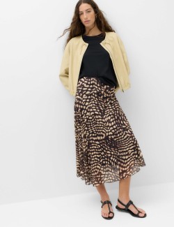 Mesh Animal Print Midi Asymmetric Skirt