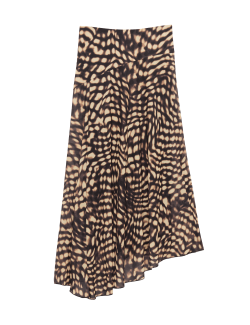 Mesh Animal Print Midi Asymmetric Skirt
