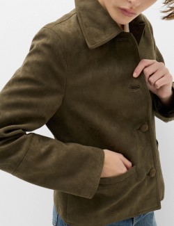 Krátká semišová bunda s knoflíky