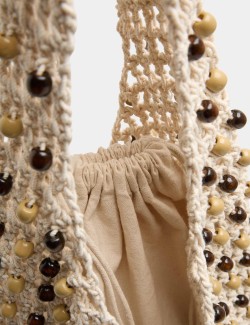 Taška přes rameno s korálky Macrame