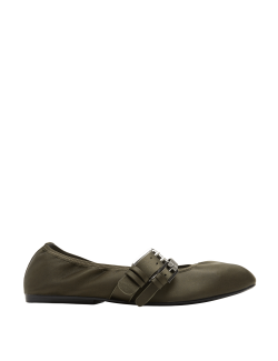 Satin Double Buckle Flat Mary Jane Ballet Pumps