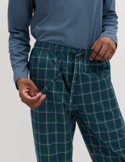 Pure Cotton Henley Checked Pyjama Set