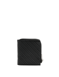 Faux Leather Textured Bi-Fold Zip Wallet