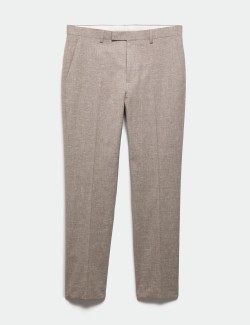 Slim Fit Linen Blend Stretch Suit Trousers