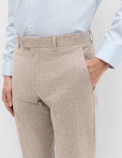 Slim Fit Linen Blend Stretch Suit Trousers