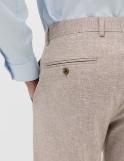 Slim Fit Linen Blend Stretch Suit Trousers