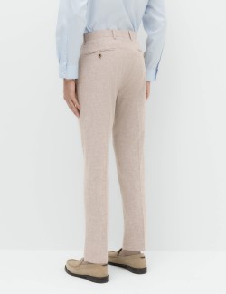 Slim Fit Linen Blend Stretch Suit Trousers
