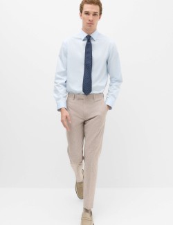 Slim Fit Linen Blend Stretch Suit Trousers