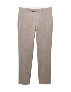 Slim Fit Linen Blend Stretch Suit Trousers
