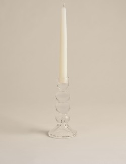 Tall Glass Bobble Dinner Candle Holder