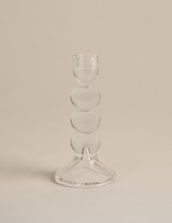 Tall Glass Bobble Dinner Candle Holder