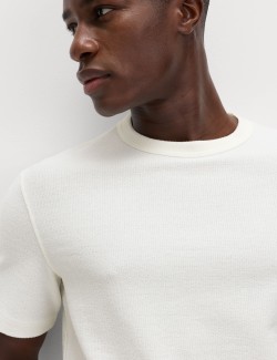Relaxed Fit Cotton Blend Textured T-Shirt