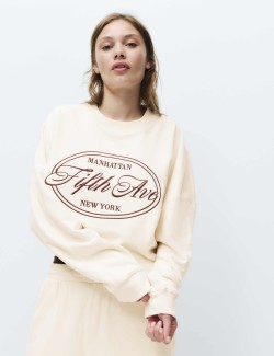 Cotton Rich Embroidered Loopback Sweatshirt