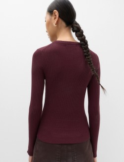 Ribbed Crew Neck Fitted Jumper