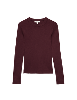 Ribbed Crew Neck Fitted Jumper