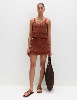 Crochet-Style Mini Knitted Skirt