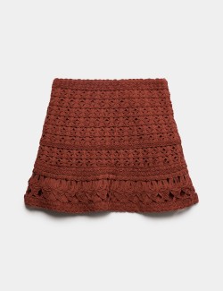 Crochet-Style Mini Knitted Skirt