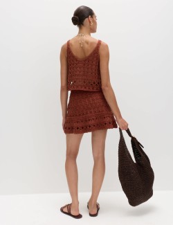 Crochet-Style Mini Knitted Skirt