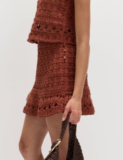 Crochet-Style Mini Knitted Skirt