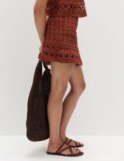 Crochet-Style Mini Knitted Skirt