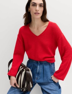 Cotton Blend V-Neck Slim Fit Jumper