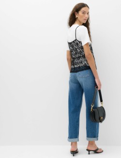 Pure Cotton Lace Double Layer T-Shirt