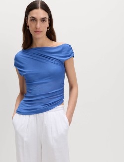 Asymmetric Mesh Drape Top