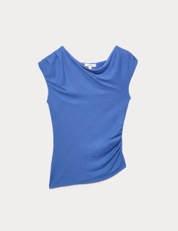 Asymmetric Mesh Drape Top