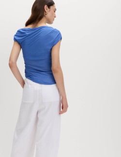 Asymmetric Mesh Drape Top
