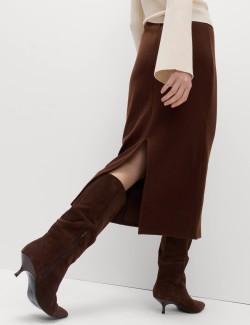 Cotton Blend Cosy Midi Pencil Skirt