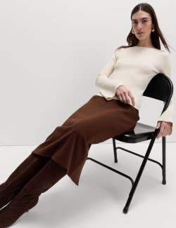 Cotton Blend Cosy Midi Pencil Skirt