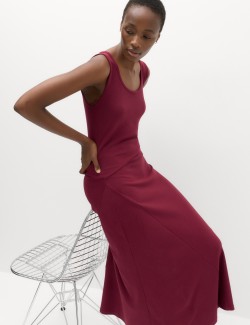 Cotton Rich Ribbed Midi Column Dress