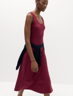 Cotton Rich Ribbed Midi Column Dress