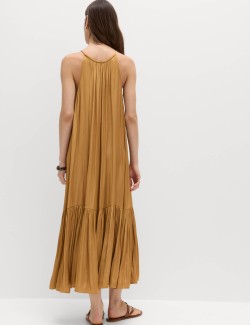 Round Neck Midaxi Tiered Dress